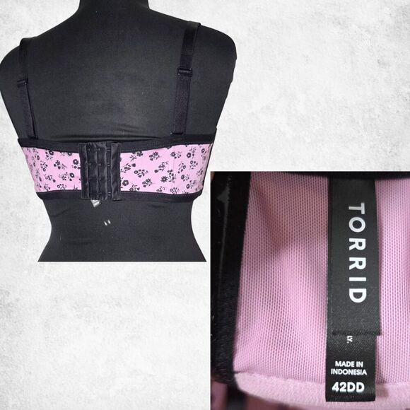 Torrid 42DD Bombshell Everyday Push-Up Bra Pink & Black Lace (New Without Tags) - Picture 4 of 6